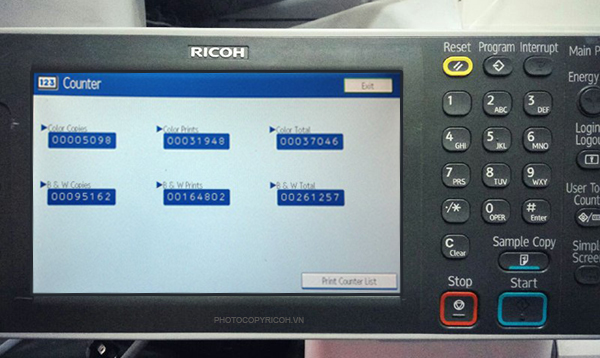 bảng điều khiển máy photocopy ricoh