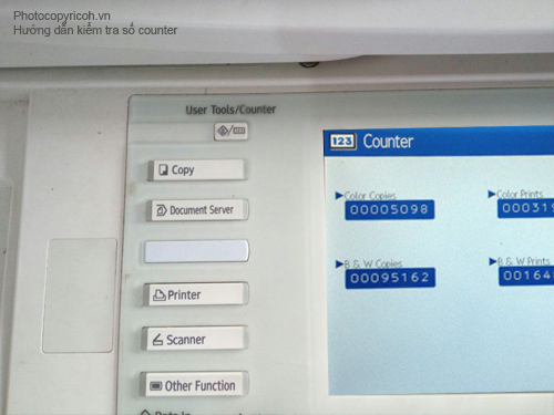 kiểm tra số in chụp máy photocopy ricoh