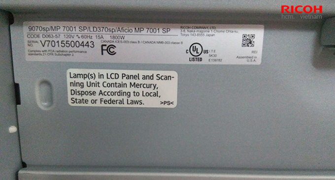 thông số tiêu thụ điện năng của máy photocopy ricoh mp 7001